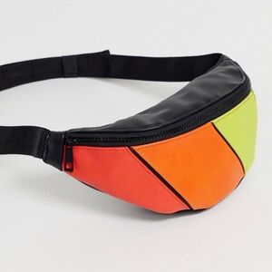 NWOT ASOS DESIGN cross body fanny pack in rainbow color block